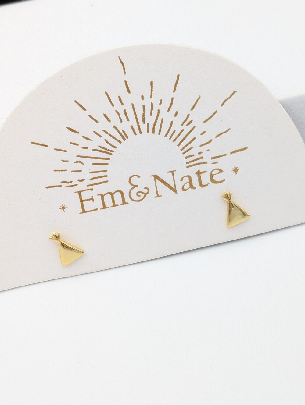 Em & Nate gold plated sterling silver tipi stud earrings